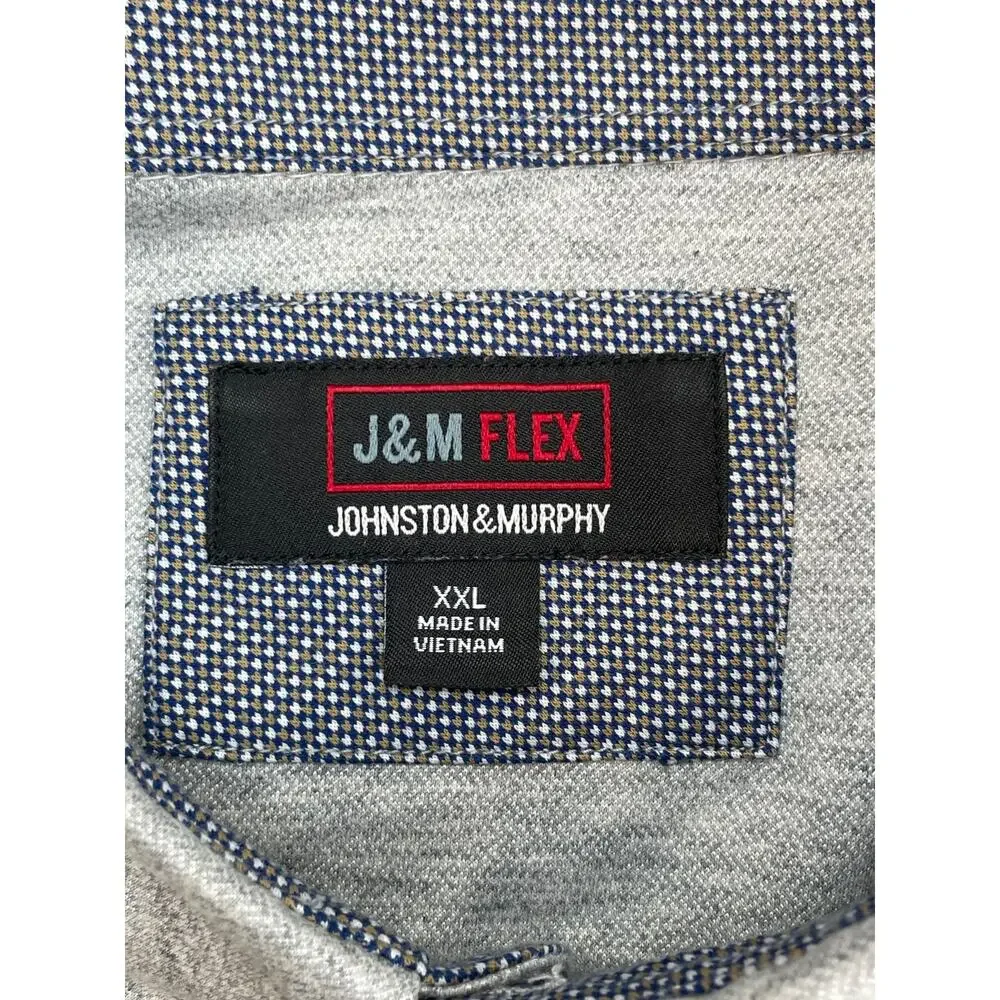 Johnston & Murphy Shirt Mens XXL Heathered Gray Cotton Blend Button Up